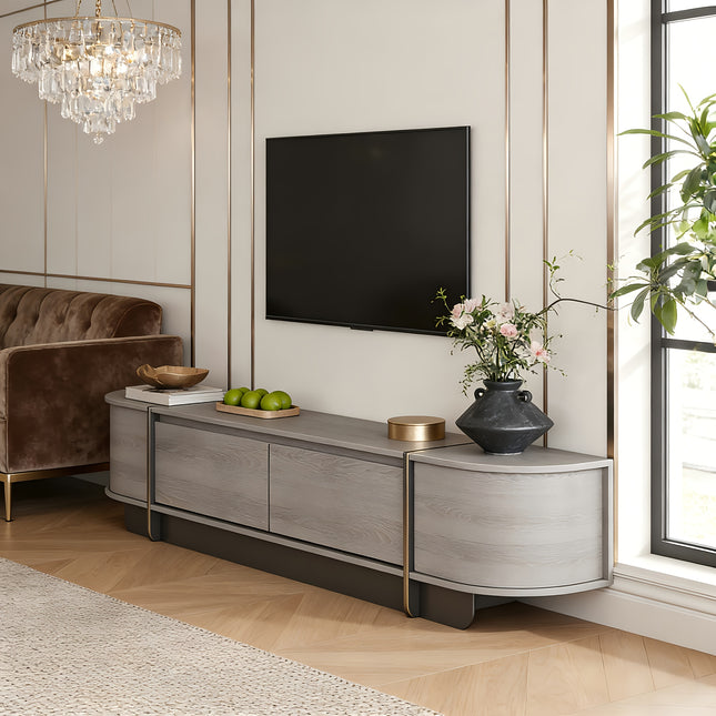 78.7'' to 85'' Modern TV Stand - Large Capacity MDF/MDF-Style TV Console with Curved Edge Design