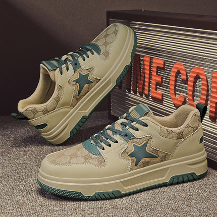 Men'S & Women'S Low-Top Skate Sneakers - & Teal Star Accent Casual Shoes, Slip-Resistant Rubber Sole, All