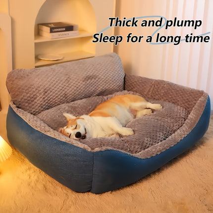 Extra-Large Luxury Plush Pet Sofa Bed - Thick, Warm with High Backrest for Cats & Dogs, Easy Clean, All-Season Comfort