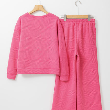 Strawberry Pink Ultra Loose Textured 2pcs Slouchy Outfit