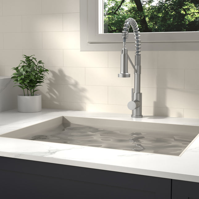 Bothwa Home CUPC Certified 19' Single Handle Kitchen Faucet (Brushed Nickel Finish)