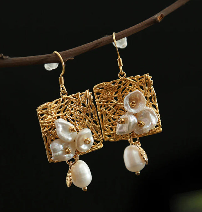 Handmade Creative Natural Water Pearl Earrings