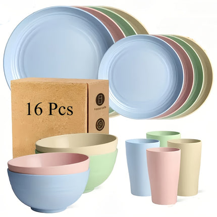 32/16pcs Large Size Dinnerware Set Service for 8/4, Includes Dinner Plate, Dessert Plate, Cereal Bowl, Cup
