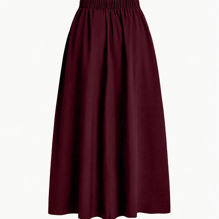 Women'S Solid Color Long Skirt | Casual High-Waist A-Line Skirt with Flowy Design for All Seasons