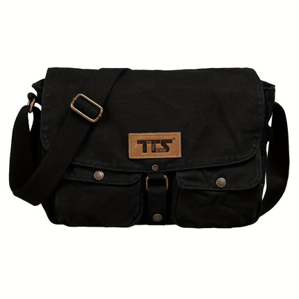 Retro-Style Canvas Messenger Bag Suitable for Casual Travel, Featuring a Spacious Design