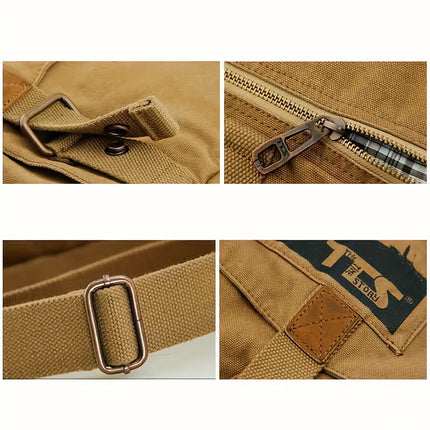 Camping Canvas Satchel Messenger Bag, Vintage Style Casual Travel Crossbody Bag