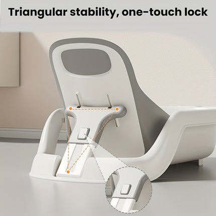 Newborn Baby Bath Seat with Anti-Slip Support & Thermometer - Adjustable Height Infant Bathing