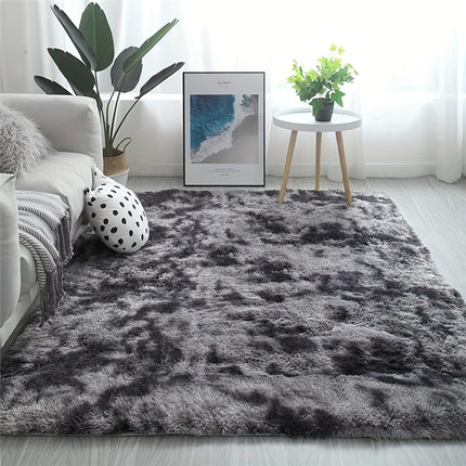 1pc soft plush area Mat, non-slip plush Mat, soft plush bedside Mat, tie dye living room Mat,