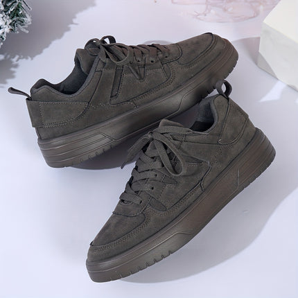 Men'S Stylish Solid Color Skate Shoes, Comfortable And Non-Slip Casual Lace-Up Sneakers