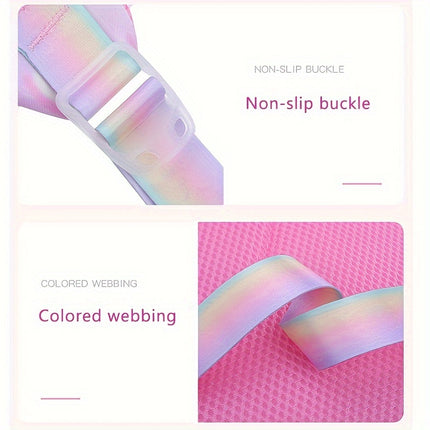 Lightweight Backpack for Girls - Colorful Rainbow & Butterfly Design, Adjustable Strap, Ideal for Elementary