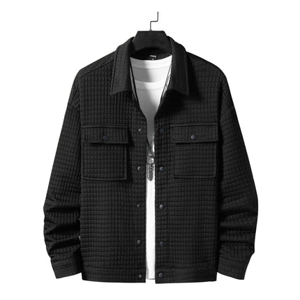 Men's Casual Jacquard Plaid Baggy Coat Shirt
