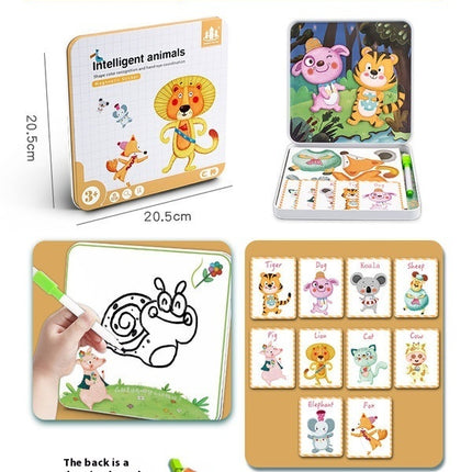 Magnetic Puzzle Children's Puzzle Magnetic Stickers Toys Wooden
