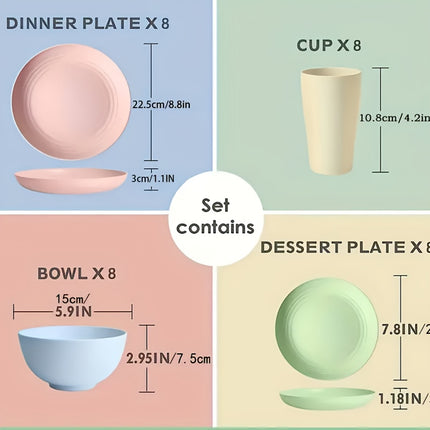 32/16pcs Large Size Dinnerware Set Service for 8/4, Includes Dinner Plate, Dessert Plate, Cereal Bowl, Cup
