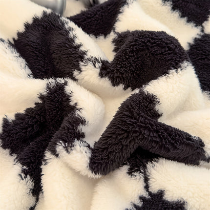 1pc Extra Thick Plaid Blanket - Brown/Beige/White/Black Checkered Bedspread