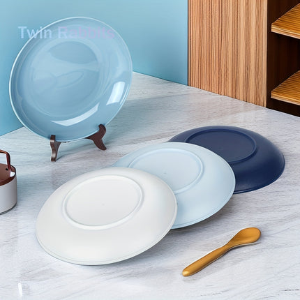 4 Unbreakable 9-Inch Plastic Plates, Microwave And Dishwasher Safe, Dinnerware Set for Home RV Party (Blue Series)