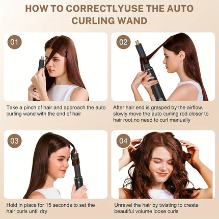 Professional 5-in-1 Hair Styler Hot Brush - All-in-One Straightener, Curling Wand