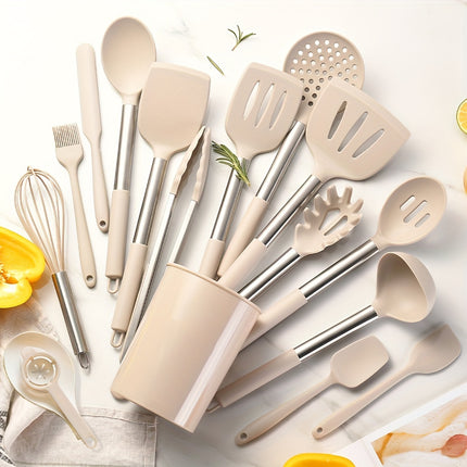 17pcs,Silicone Cooking Utensil Set, Heat Resistant Silicone Cooking Kitchen Utensils Set, Non-stick