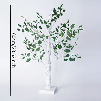 1pc of Green Birch Tree Light, 60.96 cm Tall with 24 LED Lights, Battery-Operated Artificial Tree Lamp