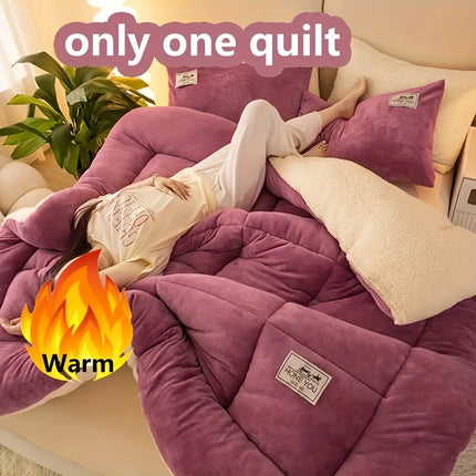 1pc Contemporary Quilted Fleece Blanket Ultra-Soft Plush Microfiber, Thick All-Season Warmth