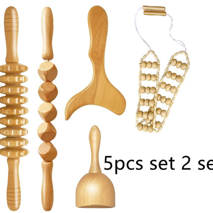 3pcs Wooden Anti-Cellulite Massage Tool Hand Roller