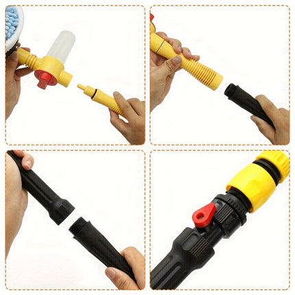 360° Spin Head Long Handle Auto Rotating Car Wash Brush Kit - Multifunctional