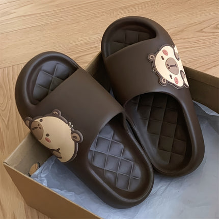 2 pcs Summer Slide Sandals for and, Cute Cartoon Capybara Bathroom Slippers for Home and Bathing