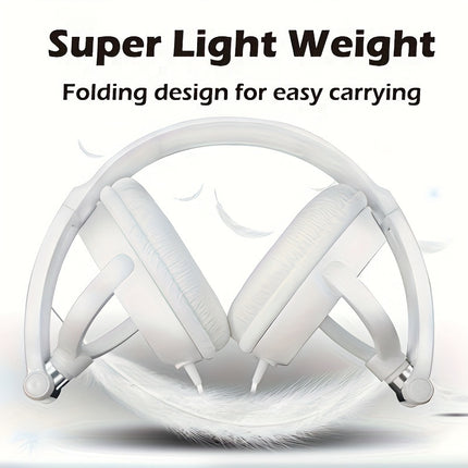 Wired Headphones, Foldable Bass With Microphone, Headset, 47.24inch Cable,