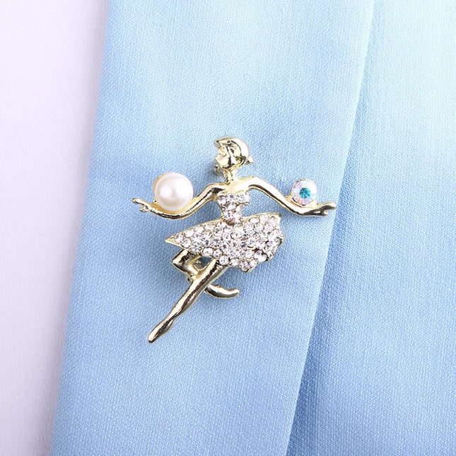 Ballerina girl full of drill brooch