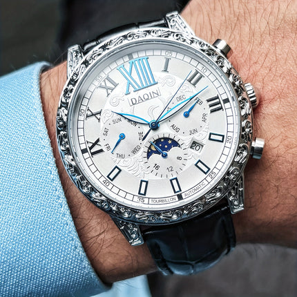 Luxury Vintage Relief Men'S Watch Case Featuring a Sophisticated Design with Automatic Mechanical Movement,