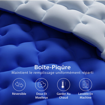 Couette Grand Froid Diamant – Blue – High Density Filling 700 G/M² in Hollow Fibre – for 1 to 2 People