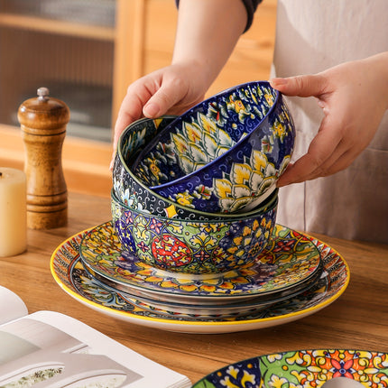 18pcs Dinner Sets for 6 People, Dinner Sets, Dinnerware Dish Set with Dinner Plate, Dessert Plate And Cereal Bowl,