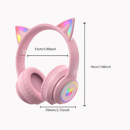 Gaming Headset with Cat Ears, Bluetooth, Noise Cancelling, High-Quality Sound, Cute Design
