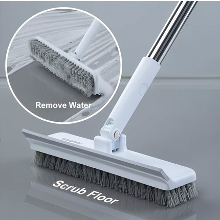 2-in-1 Heavy-Duty Floor Scrub Brush with Long Handle Stiff Bristle Scrubber & Scraper for Bathroom