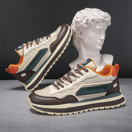 New 2025 Men'S Lace-Up Thick-Soled Sneakers in a Color-Block Design, Perfect for Casual Sports