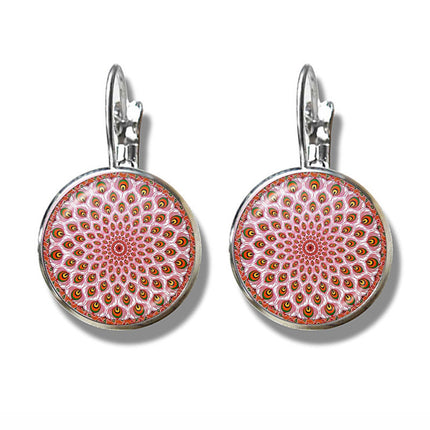 Mandala Art Picture Earrings Crystal Yoga Earrings