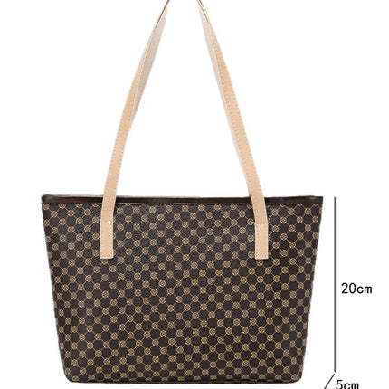 Camel Leopard Print PU Leather Tote Bag