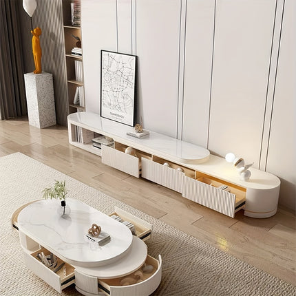No Assembly Required Modern Adjustable 70.86'' to 122'' L TV Cabinet with Storage Cabinet Entertainment Center