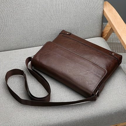 New Style Shoulder Bag, Casual Vintage Horizontal Briefcase, Large Capacity Crossbody Bag,
