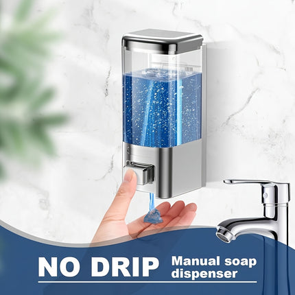 Wall-Mounted Soap Dispenser, 500 Ml Bathroom Shower Pump Dispenser, Manual Press Lotion Shower Soap