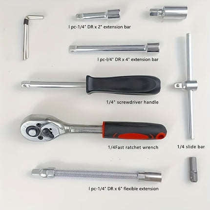 46/150pcs Automotive Mechanical Repair Tool Set, Multifunctional with Sockets, Wrenches,