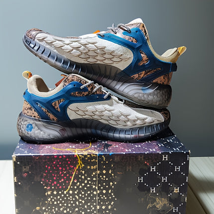 Men's All-Terrain Outdoor Sneakers with Multi-Color Rubber Sole, Low-Top Breathable