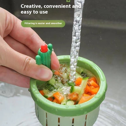 Cactus Sink Drain Strainer Press Automatic Dumping Basket Multi-functional Use Filter Net For Tub Kitchen Waste Collector Kitchen Gadgets
