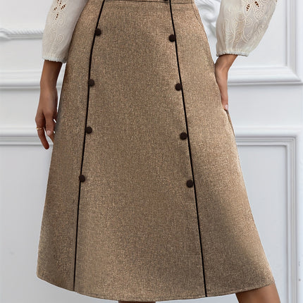 Elegant Women'S A-Line Skirt - Polyester Blend with Elastane, Solid Color, Regular Length