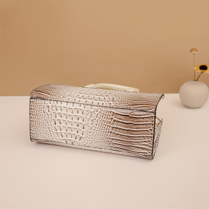 Handbag with Golden-Tone Hardware, Detachable Shoulder Strap & Zipper Closure