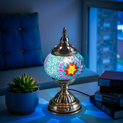 1pc Turkish-Moroccan Mosaic Usb-Powered Table Lamp - Bohemian Stained Glass Nightlight