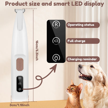 Pets Dog Paw Trimmer With LED Light Fully Waterproof Pet Hair Trimmer