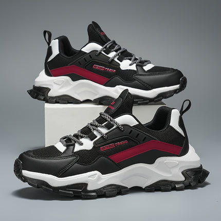 Trendy Casual Streetwear Low-Top Sneakers with Geometric and Letter Print, Lace-Up Closure,