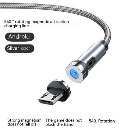 Twitch 540 Degree Rotating Single Needle Magnetic Data Cable One For Three Android Type-C Charging Cable Three In One