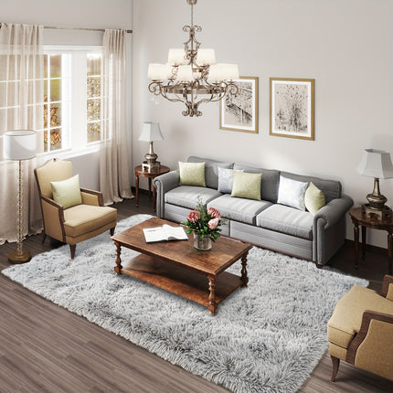 1pc Large Light Gray Mat Suitable for - Non-Slip Soft Fluffy with Rubber Backing,