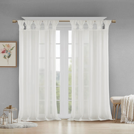 Floral Emb hed Cuff Tab Top Solid Curtain Panel(Only 1 Pc Panel)